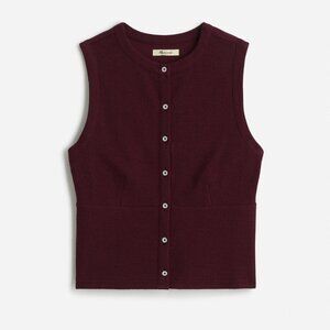 Madewell Burgundy Split-Crewneck Cardigan Tank